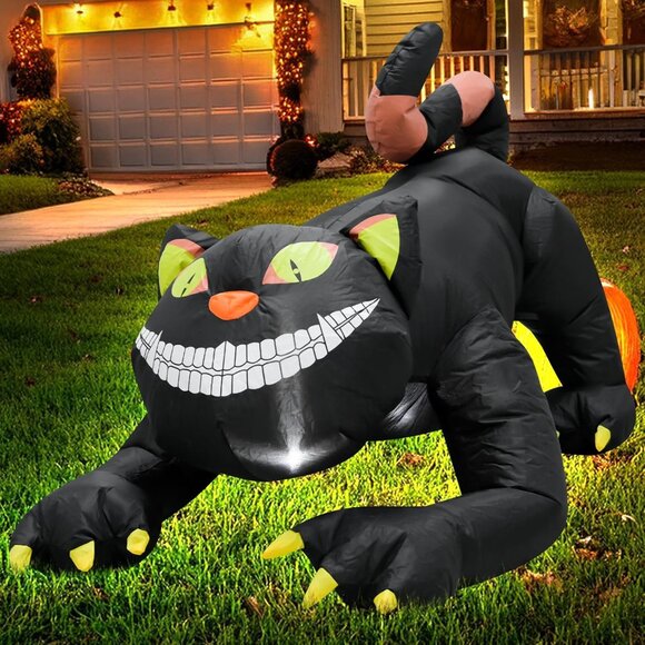 4FT Black Cat Halloween Inflatable Decoration Outdoor Home Yard Holiday Lights - Picture 1 of 8